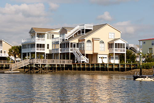 Homes along a coastal waterway in Seaside Park